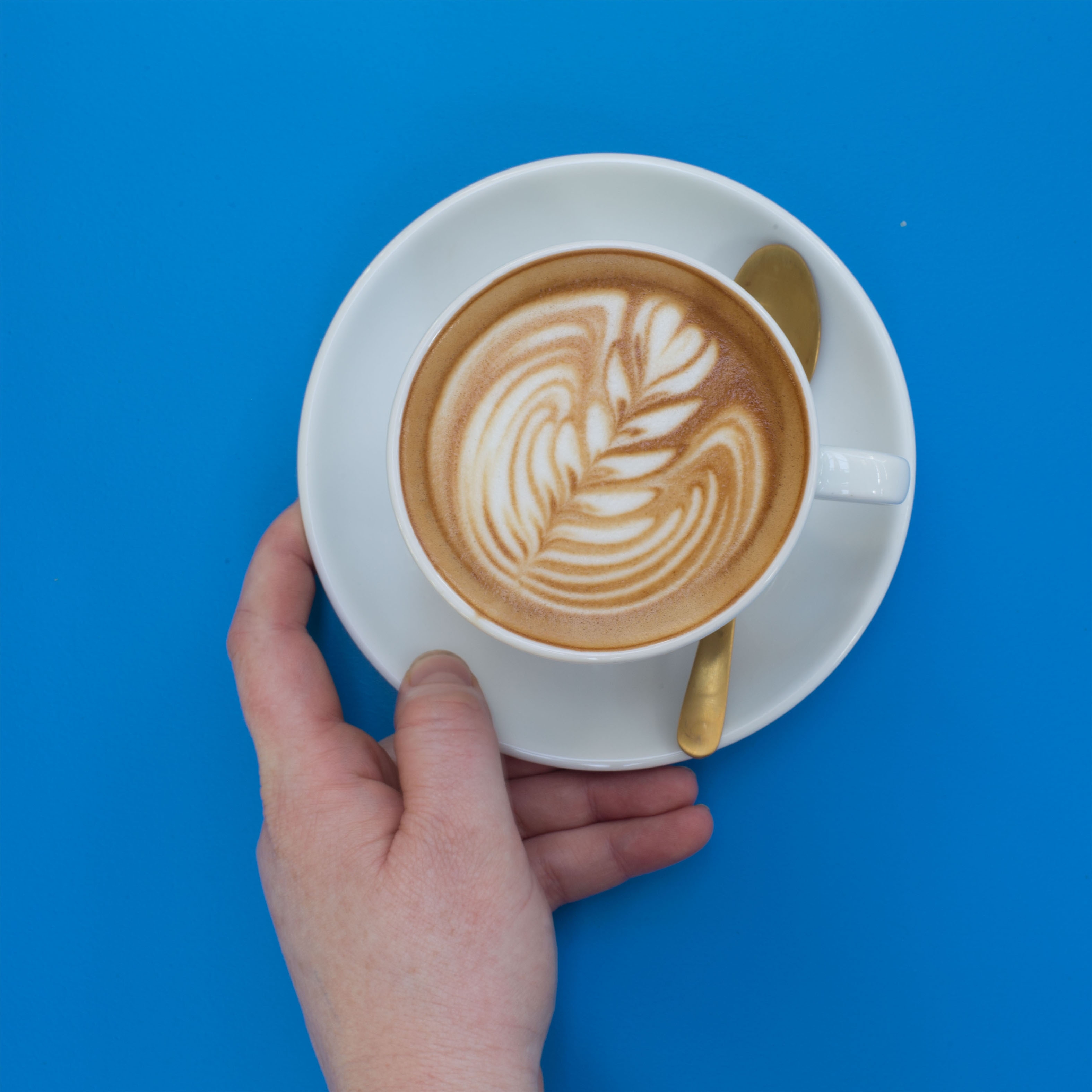 cup of coffee on blue backdrop